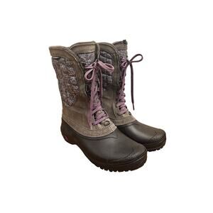 The North Face Thermal Utility insulated snow boots womens size 8 gray purple‎